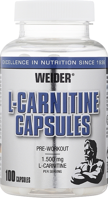 Supplement diety wspomagające spalanie tkanki tłuszczowej L-karnityna - Weider L-Carnitine Capsules — Zdjęcie N1