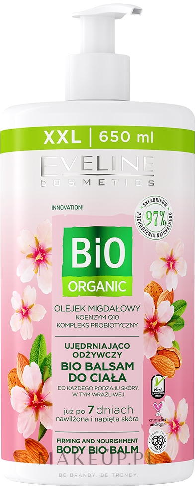 Ujędrniająco-odżywczy balsam do ciała z olejkiem migdałowym - Eveline Bio Organic Body Bio Balm — Zdjęcie 650 ml