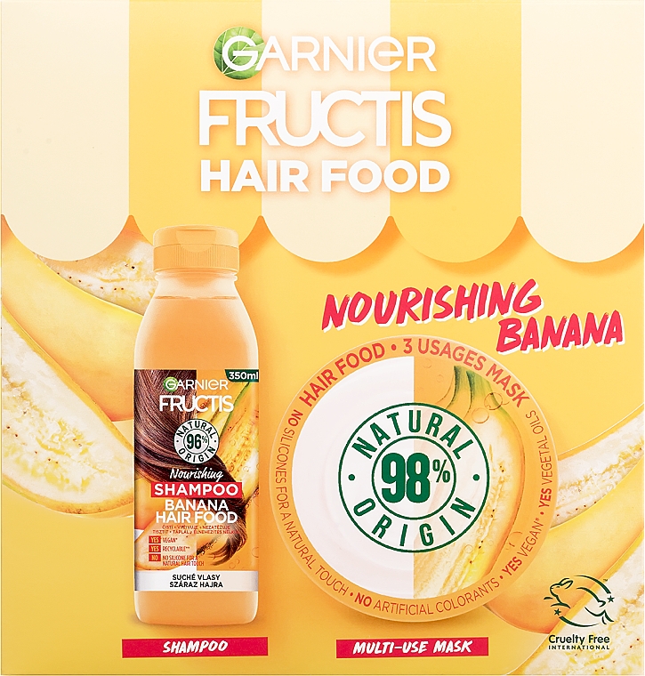 Zestaw - Garnier Fructis Hair Food Banana (h/shampoo/350ml + h/mask/390ml) — Zdjęcie N2