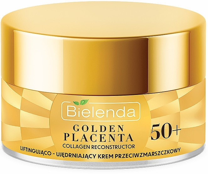 PRZECENA! Liftingująco-ujędrniający krem przeciwzmarszczkowy do twarzy 50+ - Bielenda Golden Placenta Collagen Reconstructor * — Zdjęcie N3