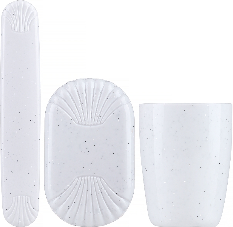 Zestaw podróżny, biały - Sanel Comfort II (cup1/pcs + toothbr/case/1pcs + soap/case/1pcs) — Zdjęcie N1