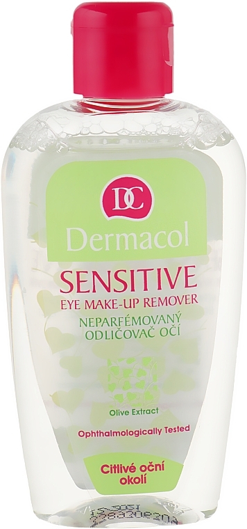 Delikatny płyn do demakijażu oczu - Dermacol Sensitive Eye Make-Up Remover Olive Extract