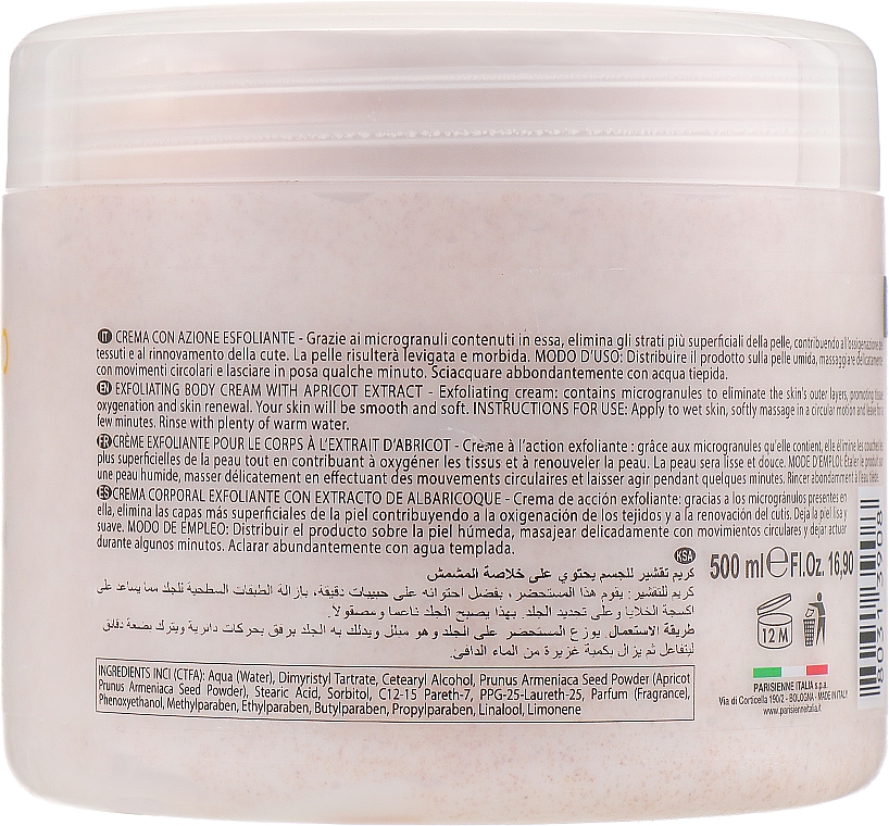 Złuszczający krem do ciała z ekstraktem z moreli - Parisienne Italia Body Scrub With Apricot Extract — Zdjęcie N4