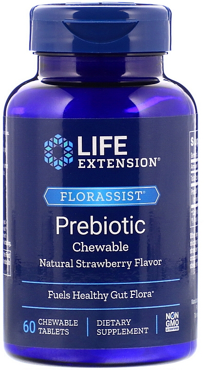 Prebiotyk w kapsułkach do żucia - Life Extension Florasisst Prebiotic Chewable (Strawberry) — Zdjęcie N1
