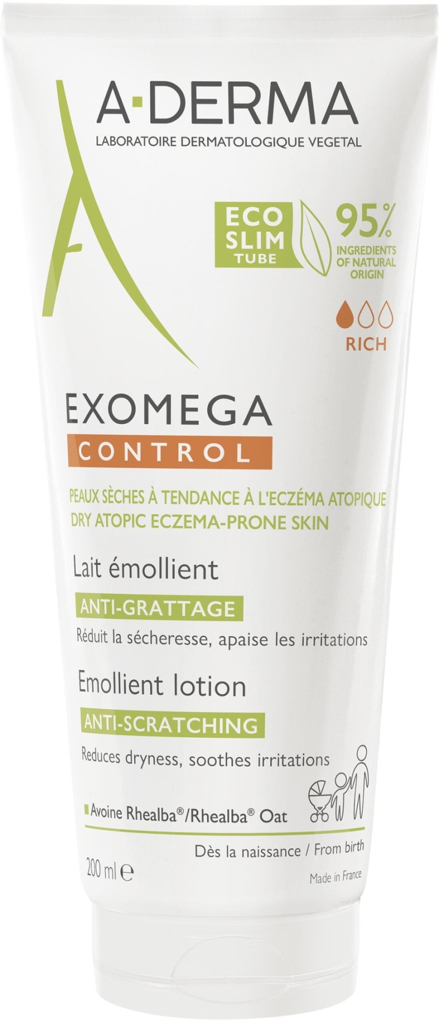 Zmiękczający balsam do ciała - A-Derma Exomega Control Emollient Lotion Anti-Scratching — Zdjęcie 200 ml