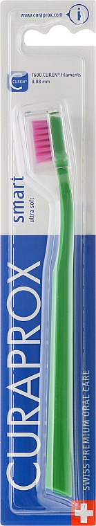 Ultramiękka szczoteczka do zębów dla dzieci, CS 7600 Smart, zielono-różowa - Curaprox Smart Ultra Soft — Zdjęcie N1
