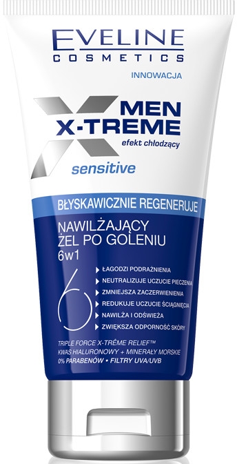 Nawilżający żel po goleniu 6 w 1 do skóry wrażliwej - Eveline Cosmetics Men X-Treme Sensitive — Zdjęcie N1