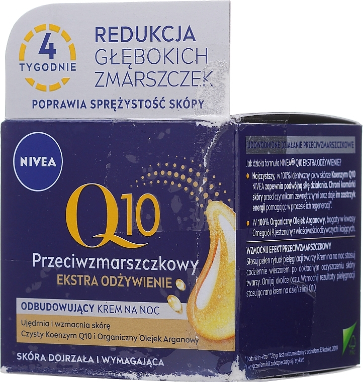 PRZECENA! Przeciwzmarszczkowy odbudowujący krem na noc - NIVEA Visage Q10 Power Extra Night Cream * — Zdjęcie N2