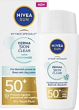 Fluid do twarzy z filtrem przeciwsłonecznym SPF50+ - NIVEA Sun Derma Skin Clear SPF50+ — Zdjęcie N1