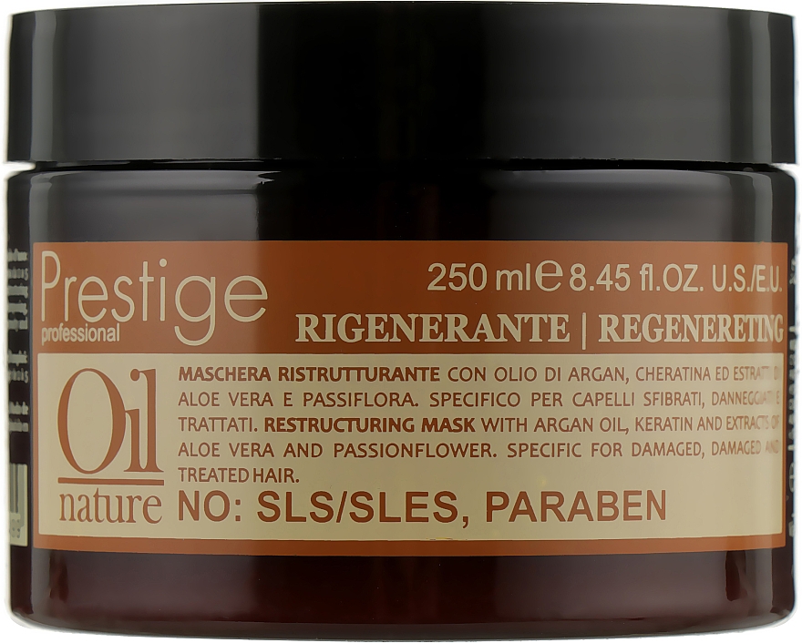Rewitalizująca maska do włosów z olejkiem arganowym i keratyną - Erreelle Italia Prestige Oil Nature Regenereting Mask