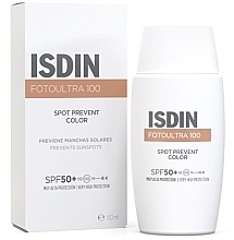 Płyn przeciwsłoneczny do twarzy SPF 50+ - Isdin Fotoultra 100 Spot Prevent Colour SPF 50+ — Zdjęcie N1