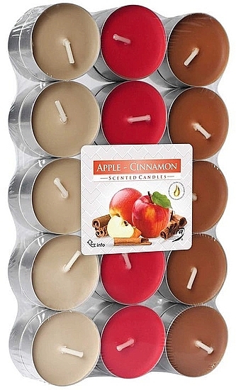 Zestaw podgrzewaczy zapachowych Jabłko i cynamon, 30 sztuk - Bispol Apple-Cinnamon Scented Candles — Zdjęcie N1