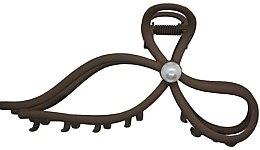 Spinka do włosów, kokarda z perełką, brązowa - Lolita Accessories — Zdjęcie N1