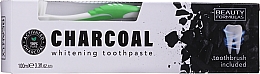 Zestaw do mycia zębów z węglem aktywnym - Beauty Formulas Charcoal (toothbrush/1pcs + toothpaste/100ml) — Zdjęcie N2