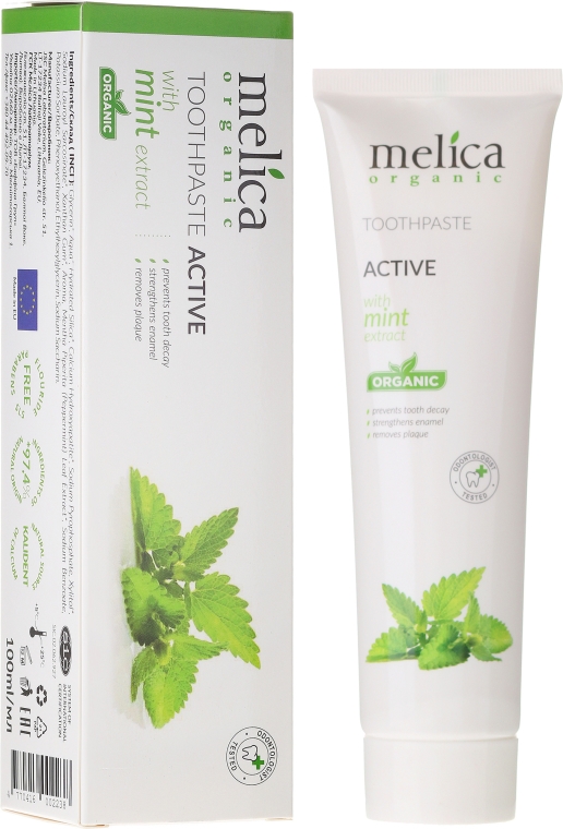 Aktywna pasta do zębów z ekstraktem z mięty - Melica Organic  — Zdjęcie N1