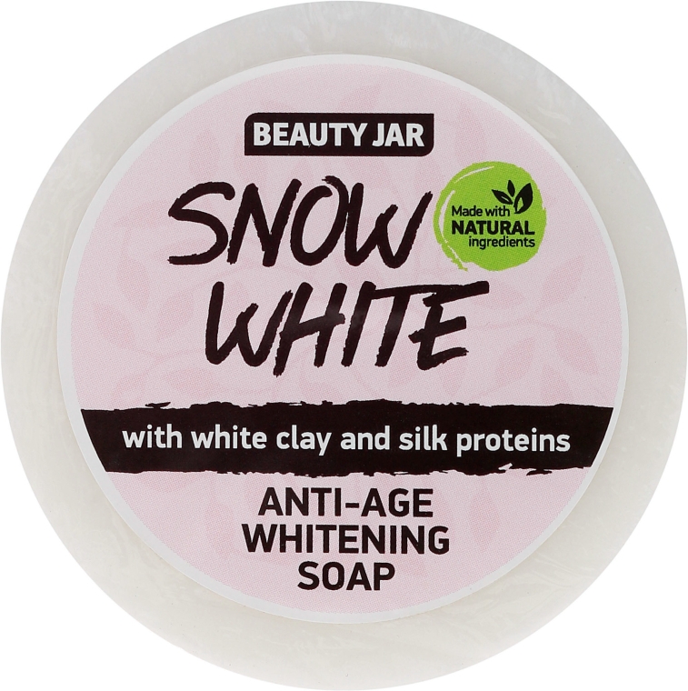 Przeciwstarzeniowe mydło wybielające z białą glinką i proteinami jedwabiu - Beauty Jar Snow White Anti-Age Whitening Soap — Zdjęcie N1