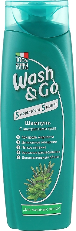 Szampon z ziołami do włosów przetłuszczających się - Wash&Go  — Zdjęcie N1