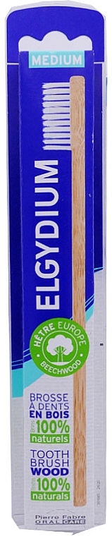 Drewniana szczoteczka do zębów, średnia - Elgydium Wood Medium Toothbrush — Zdjęcie N1