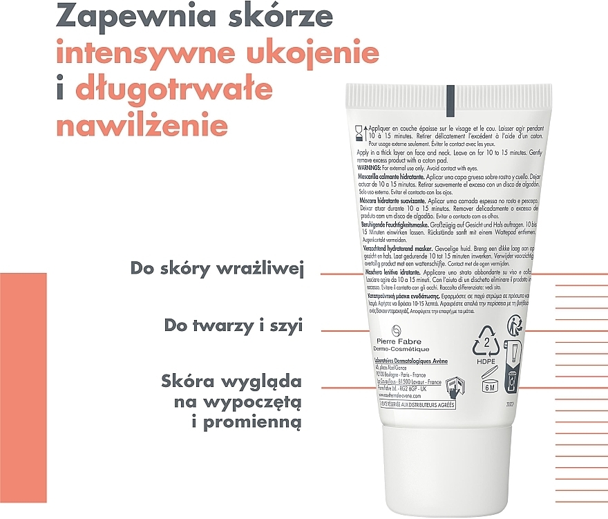 Maseczka kojąco-nawilżająca - Avene Soothing Hydrating Mask — Zdjęcie N5