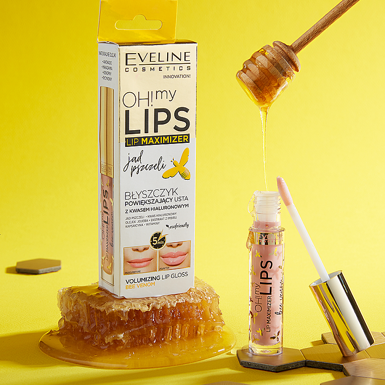Błyszczyk powiększający usta, jad pszczeli - Eveline Cosmetics OH! My Lips  — Zdjęcie N4