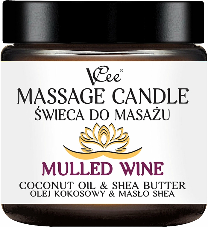 Świeca do masażu Grzane wino - VCee Massage Candle Mulled Wine Coconut Oil & Shea Butter — Zdjęcie N1