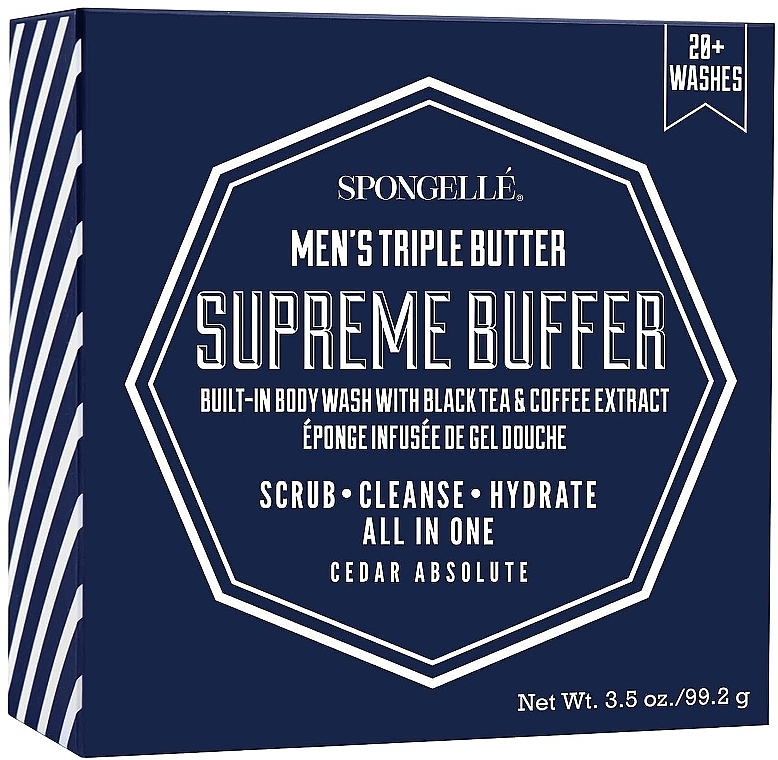 Piankowa gąbka pod prysznic wielokrotnego użytku dla mężczyzn - Spongelle Men's Cedar Absolute Supreme Buffer  — Zdjęcie N2