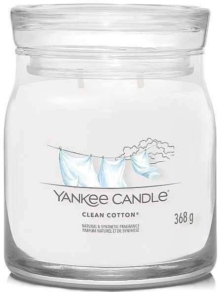 Świeca zapachowa w słoiku Clean Cotton, 2 knoty - Yankee Candle Singnature  — Zdjęcie N1