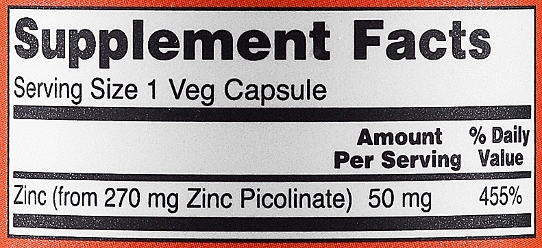 Suplement diety w kapsułkach z cynkiem, 50 mg - Now Foods Zinc Picolinate 50mg Veg Capsules — Zdjęcie N5