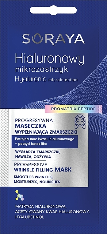 Maska przeciwzmarszczkowa - Soraya Hyaluronic Microinjection Progressive Wrinkle Filling Mask  — Zdjęcie N1