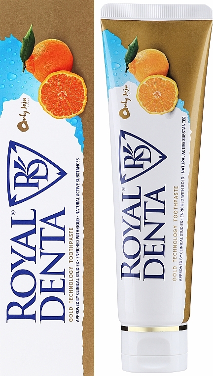 Pasta do zębów Cząsteczki złota i satsuma - Royal Denta Jeju Orange And Gold Technology Toothpaste — Zdjęcie N2