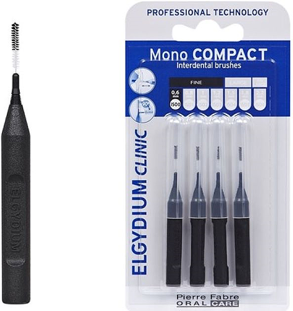 Szczoteczko międzyzębowe czarne 4 szt. - Elgydium Clinic Brushes Mono Compact Black 0.6mm — Zdjęcie N1