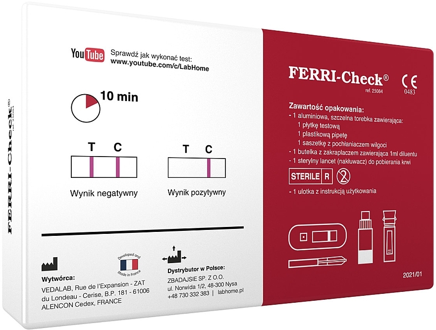 Test diagnostyczny na niedobór żelaza - Lab.Home Ferri-Check — Zdjęcie N2