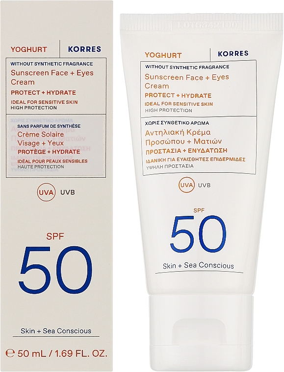 Krem przeciwsłoneczny do twarzy - Korres Yoghurt Sunscreen Face & Eyes Cream SPF50 — Zdjęcie N2