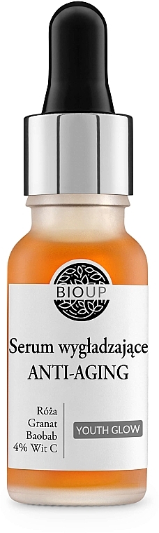 Wygładzające serum przeciwzmarszczkowe z 4% witaminą C - Bioup Youth Glow Anti-Aging Serum — Zdjęcie N1