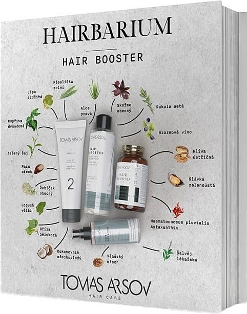 Zestaw - Tomas Arsov Hairbarium Hair Booster Set (shm/250 ml + h/cond/250 ml + h/spay/110 ml + h/booster/90 pcs) — Zdjęcie N1