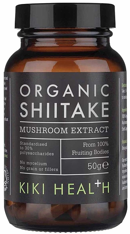 Suplement diety Ekstrakt z grzybów Shiitake, proszek - Kiki Health Organic Shiitake Mushroom Extract Powder — Zdjęcie N1