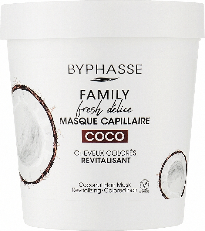 Maska do włosów farbowanych z kokosem - Byphasse Family Fresh Delice Mask 
