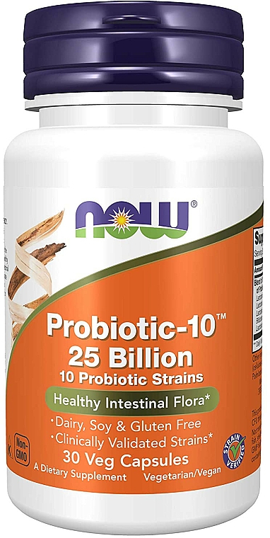 Probiotyki w kapsułkach - Now Foods Probiotic-10, 25 Billion — Zdjęcie N3