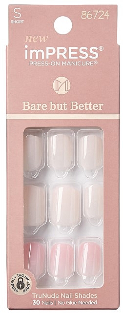 Sztuczne paznokcie - Kiss imPress Press-On Manicure Bare But Butter Short — Zdjęcie N1