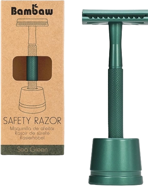 Maszynka do golenia z podstawką, zielona - Bambaw Safety Razor Sea Green — Zdjęcie N1