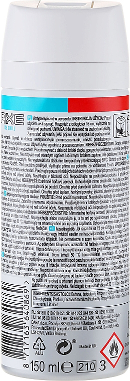 Antyperspirant w sprayu - Axe Ice Chill Dry Anti-Perspirant 48H — Zdjęcie N2