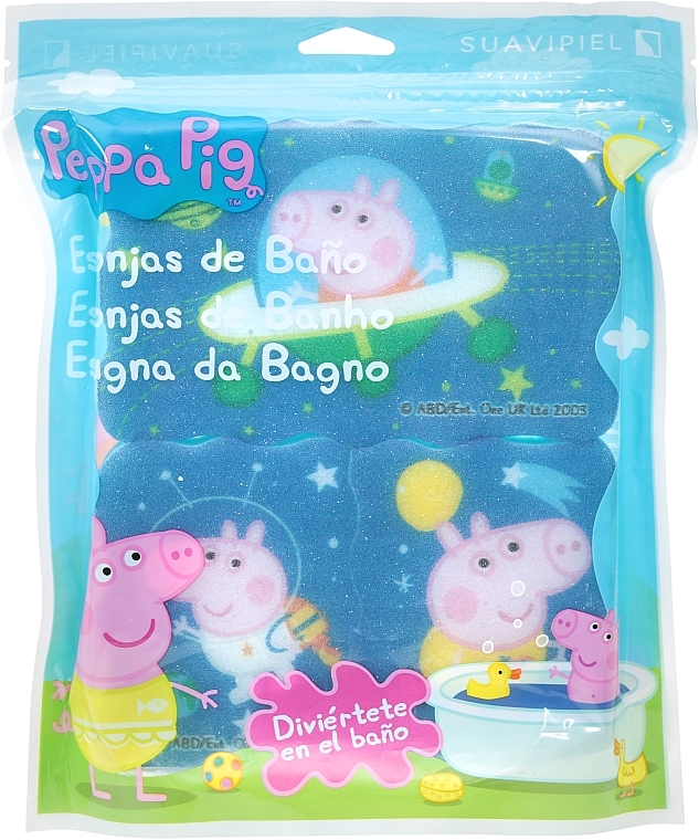 Zestaw gąbek Świnka Peppa 3 szt., kosmos, różowy - Suavipiel Peppa Pig Bath Sponge — Zdjęcie N1