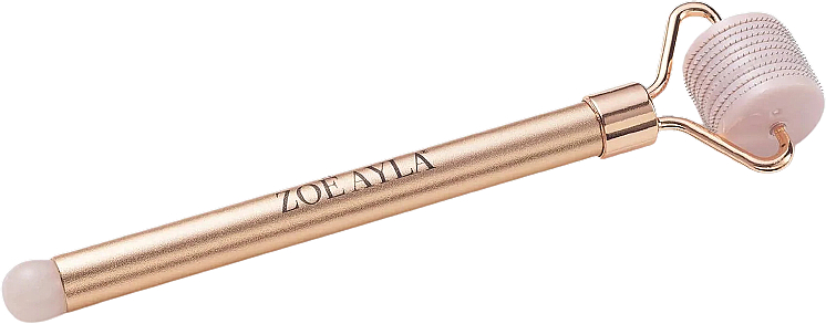 Roller do twarzy z mikroigłami z kwarcu różowego - Zoe Ayla Rose Quartz Derma Roller — Zdjęcie N2