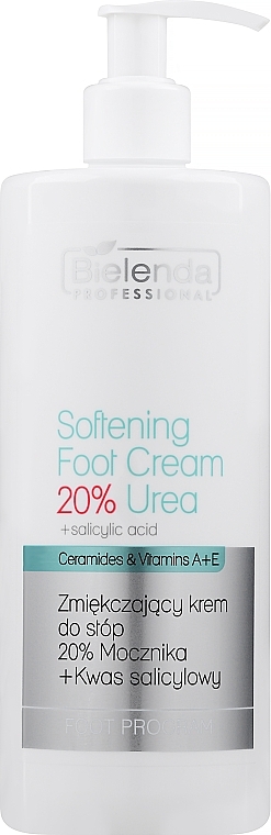 Zmiękczający krem do stóp 20% mocznika + kwas salicylowy - Bielenda Professional Podo Expert Program Softening Foot Cream 20% Urea — Zdjęcie N1
