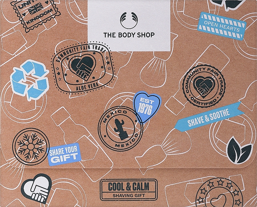 Zestaw - The Body Shop Cool & Calm Shaving Gift Christmas Gift Set (cr/200ml + ash/gel/160ml + brush/1pc) — Zdjęcie N1