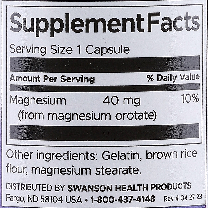 Suplement mineralny Magnesium Orotate 40 mg, 60 szt - Swanson Ultra Magnesium Orotate — Zdjęcie N3