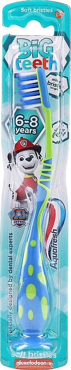 Szczoteczka do zębów dla dzieci 6-8 lat, niebiesko-zielona - Aquafresh Soft Big Teeth — Zdjęcie N1