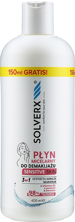 Płyn micelarny do demakijażu do skóry wrażliwej - Solverx Sensitive Skin — Zdjęcie N1