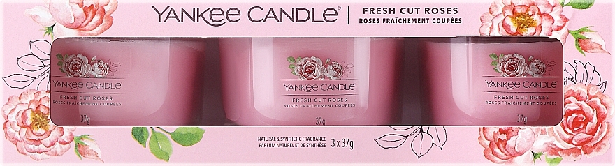 Zestaw - Yankee Candle Fresh Cut Roses (candle/3x37g) — Zdjęcie N1