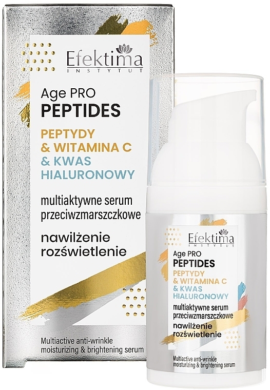 Multiaktywne serum przeciwzmarszczkowe z peptydami, witaminą C i kwasem hialuronowym Nawilżenie i rozświetlenie - Efektima Age PRO Peptides Multiactive Anti-wrinkle Moisturizing & Brightening Serum — Zdjęcie N1
